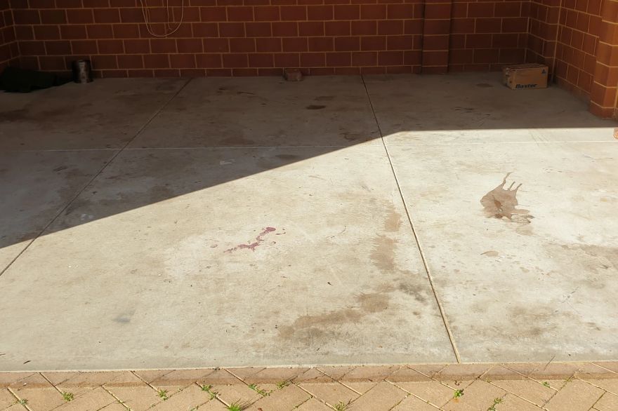 Concrete carport cleaning: before
