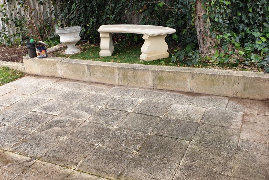 Sandstone Paver cleaning: before