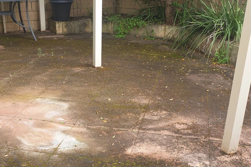Red concrete cleaning: before