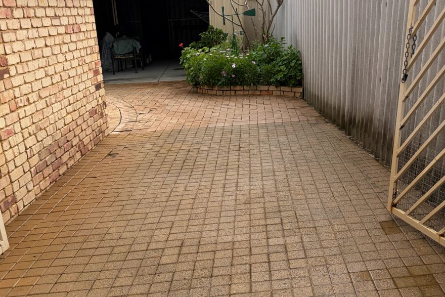 Cream brick paving: after
