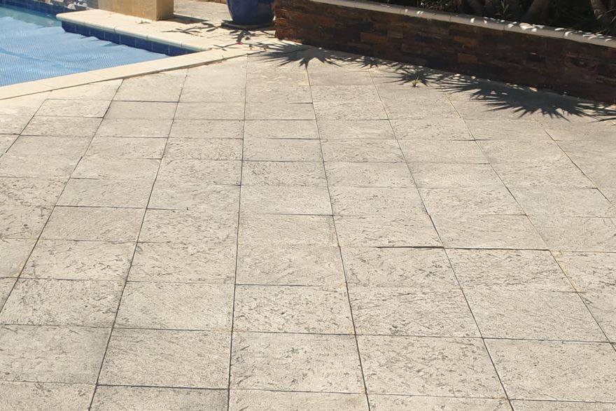 Poolside paving: before