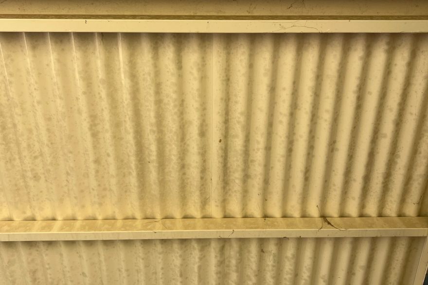 Patio underside cleaning: before
