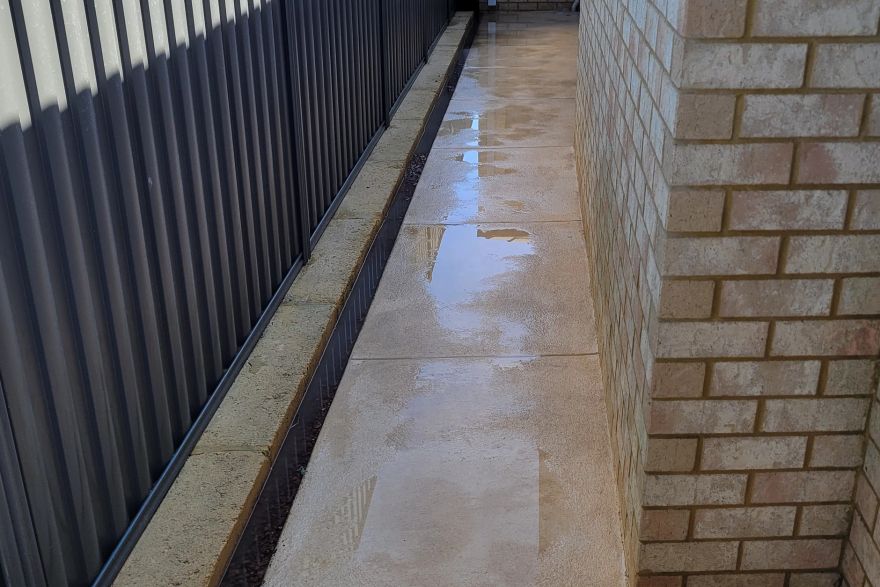 Before and after cleaning on liquid limestone: after
