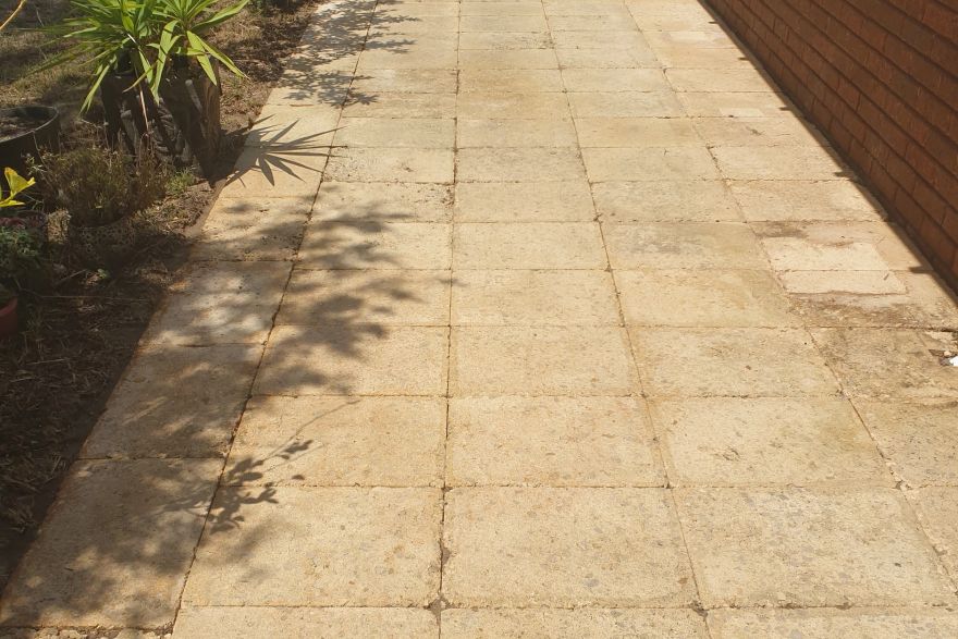 Before and after rust / bore stains on concrete slab: after