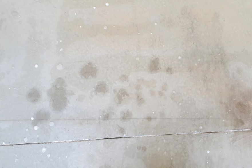 Before and after oil stains on concrete slab: after