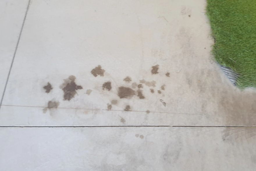 Before and after oil stains on concrete slab: before