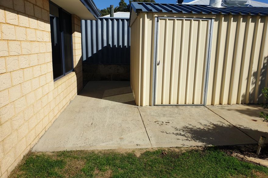 Before and after cleaning on concrete slab: after