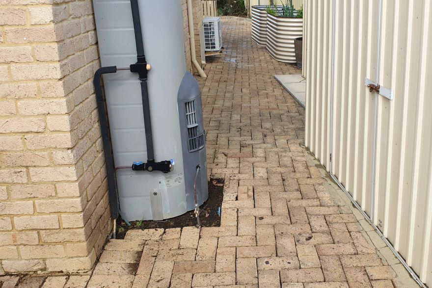 Before and after cleaning on brick pavers: after