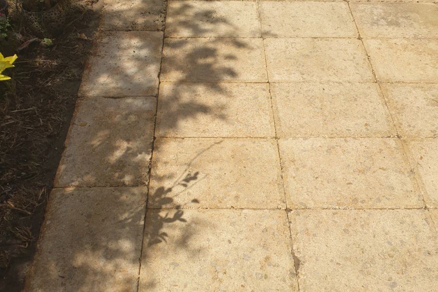 Before and after rust / bore stains on concrete slab: after