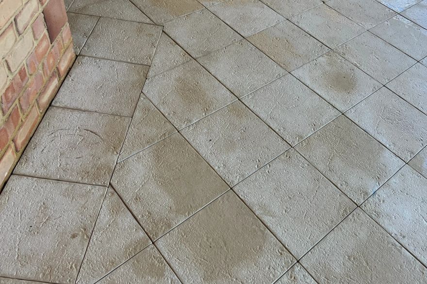 Before and after cleaning on sandstone pavers: after
