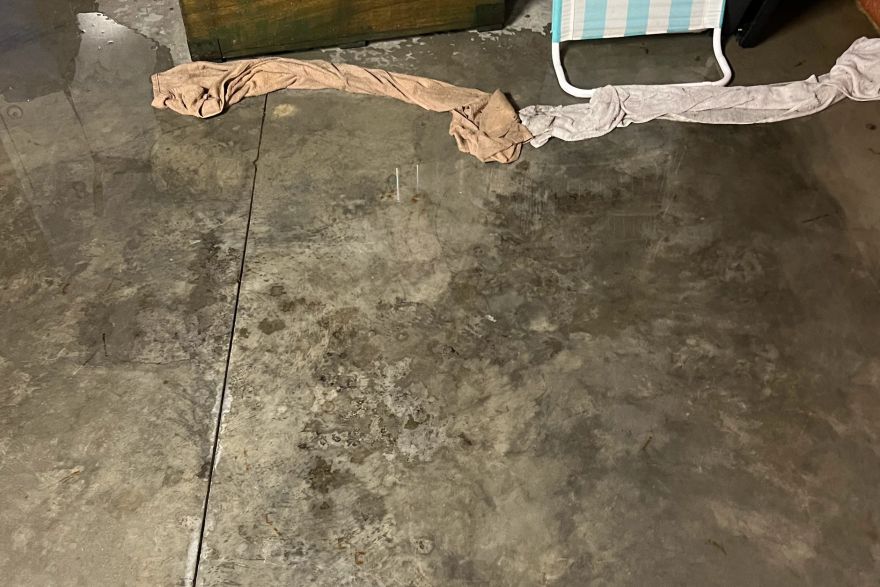 Before and after oil stains on concrete slab · Garage floor: after