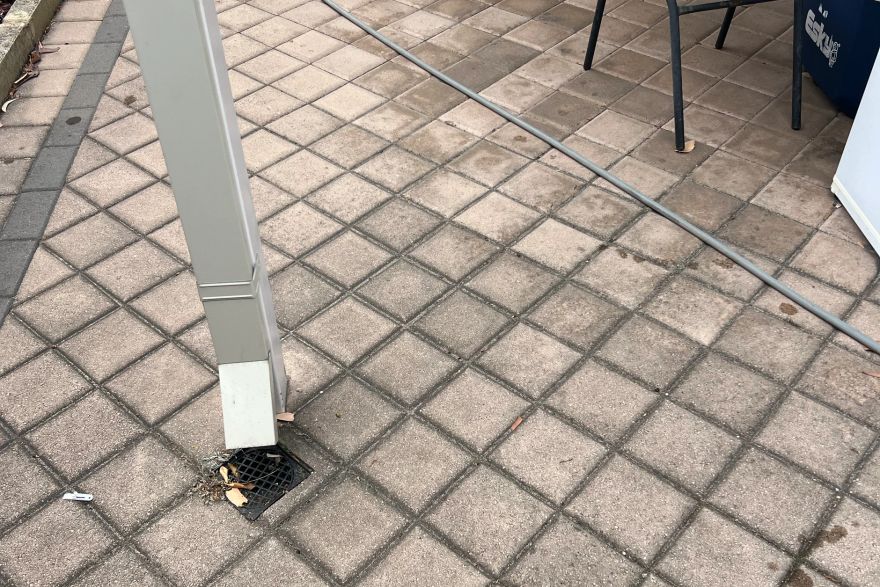 Before and after cleaning on brick pavers · Patio / alfresco: before
