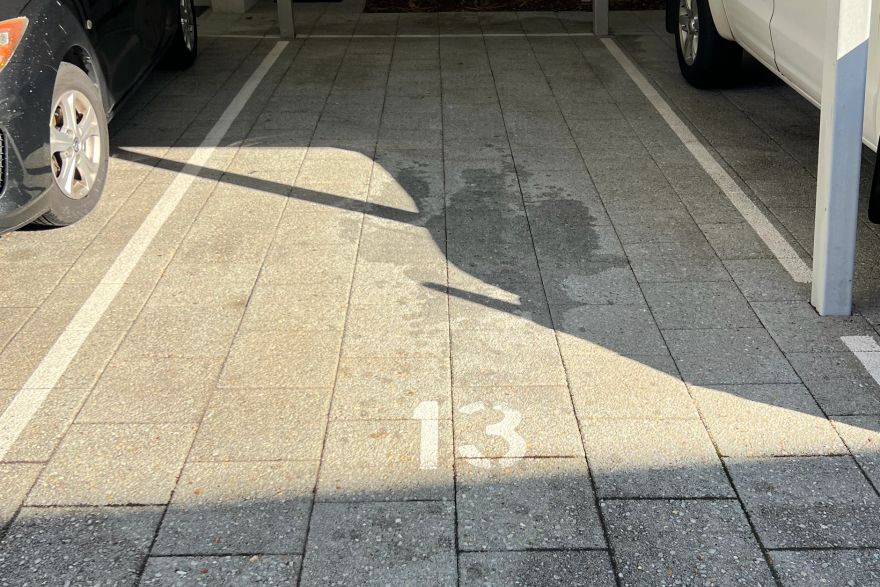Before and after oil stains on brick pavers: after