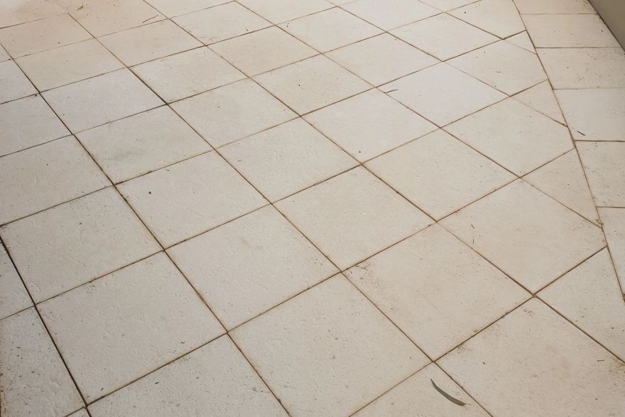 Before and after cleaning on sandstone pavers: after