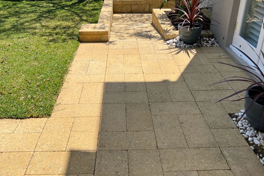 Before and after cleaning on natural stone: after