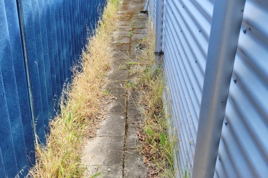 Before and after cleaning on concrete slab · Path: before