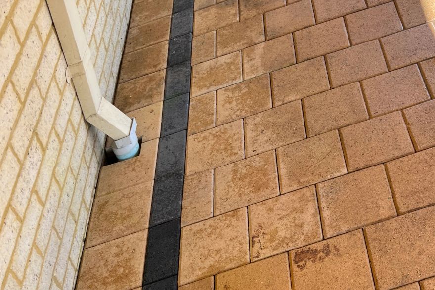 Before and after cleaning on brick pavers: after
