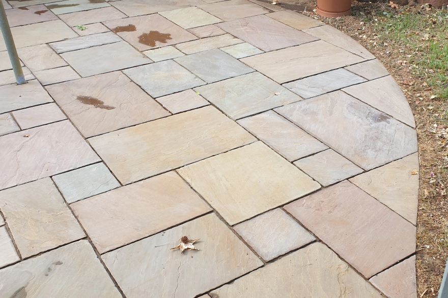 Before and after rust / bore stains on natural stone: after
