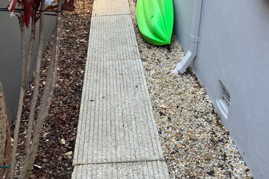 Before and after cleaning on concrete slab: after