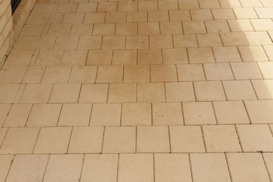 Before and after oil stains on brick pavers · Patio / alfresco: after