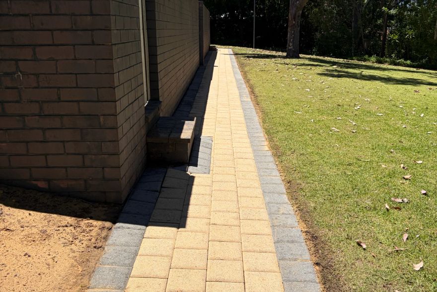 Before and after cleaning on brick pavers: after