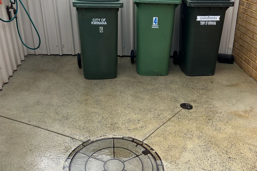Before and after cleaning on concrete slab: after