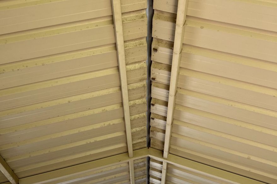 Before and after cleaning · Underside of patio: before