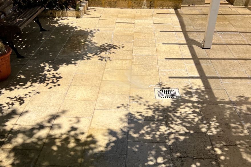 Before and after cleaning on natural stone: after