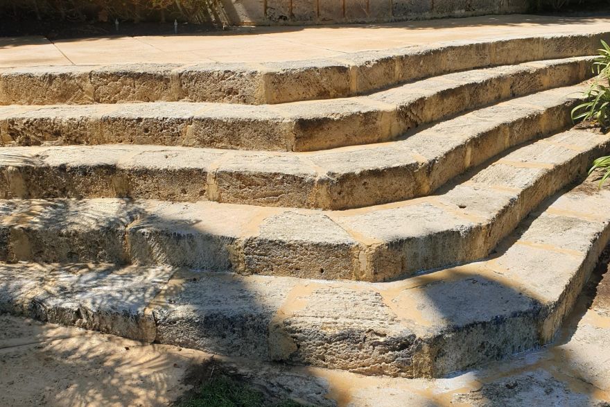 Before and after cleaning on limestone block: after