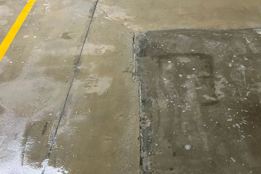 Before and after oil stains on concrete slab: after