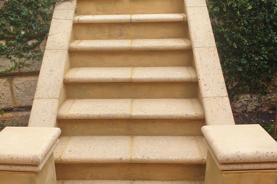 Before and after cleaning on limestone block: after