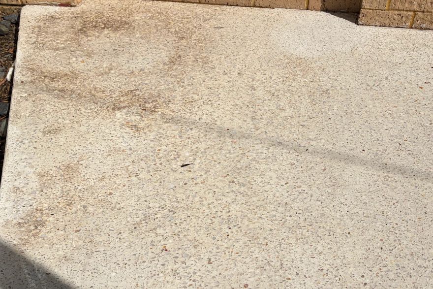 Before and after cleaning on concrete exposed aggregate: after