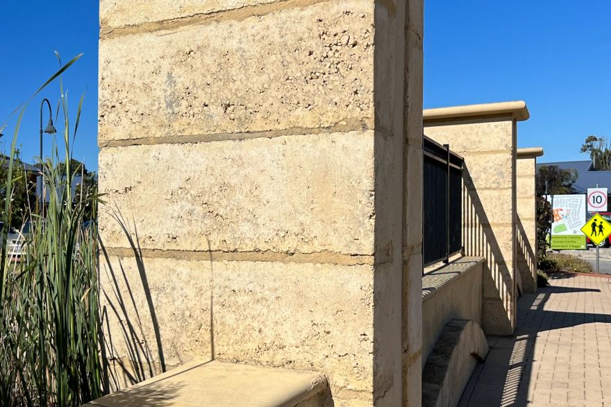 Before and after cleaning on limestone block: after