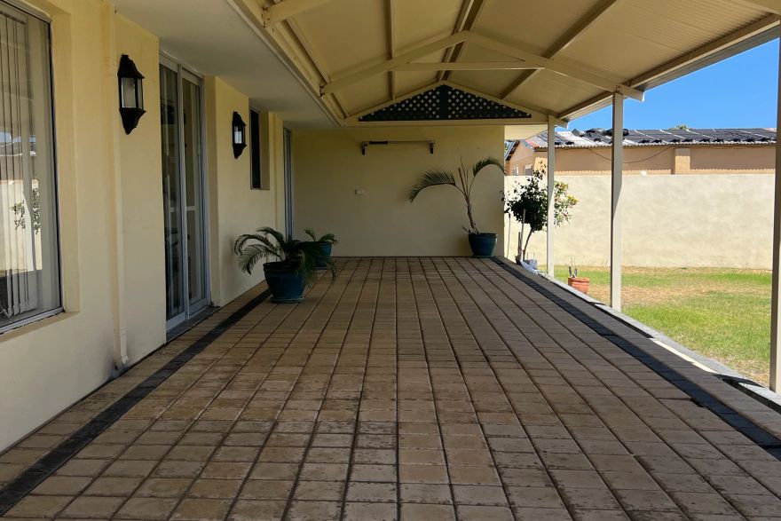 Before and after cleaning on brick pavers: after