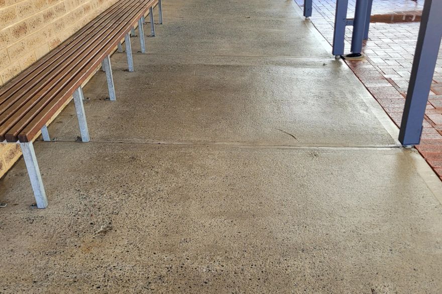 Before and after chewing gum on concrete slab: after