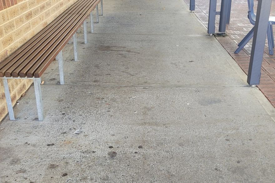 Before and after chewing gum on concrete slab: before