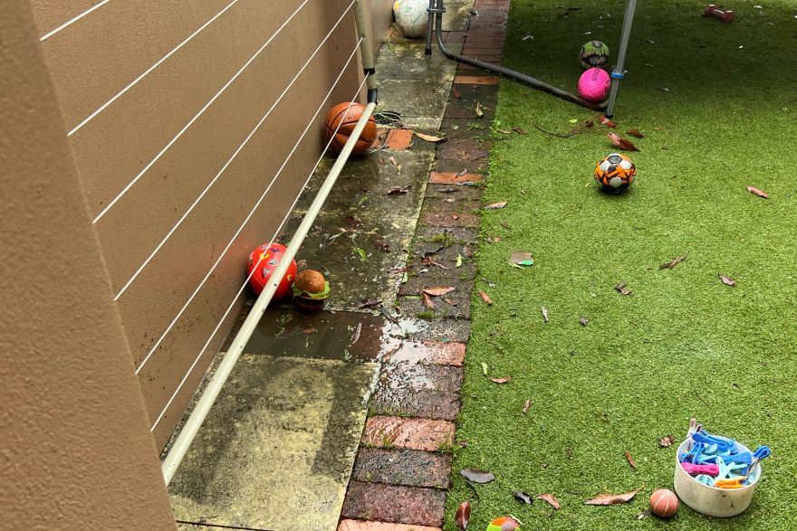 Before and after cleaning on sandstone pavers, brick pavers · Path: before