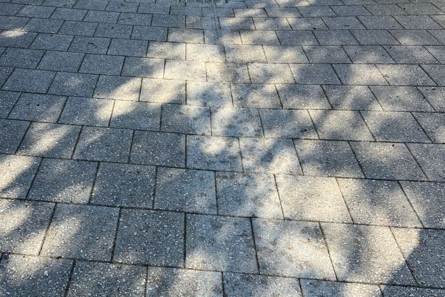 Before and after oil stains on brick pavers: after