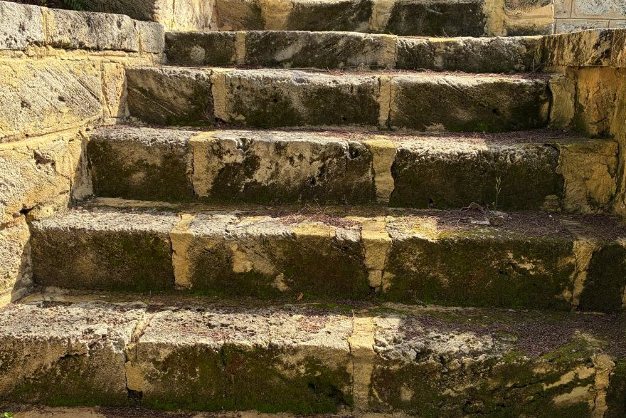 Before and after cleaning on limestone block: before