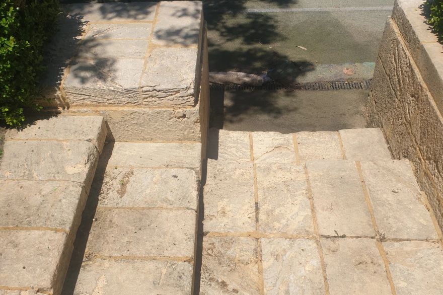 Before and after cleaning on limestone block: after