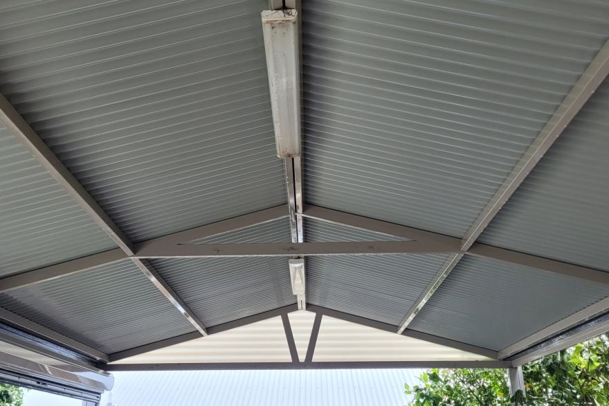 Before and after cleaning · Underside of patio: after