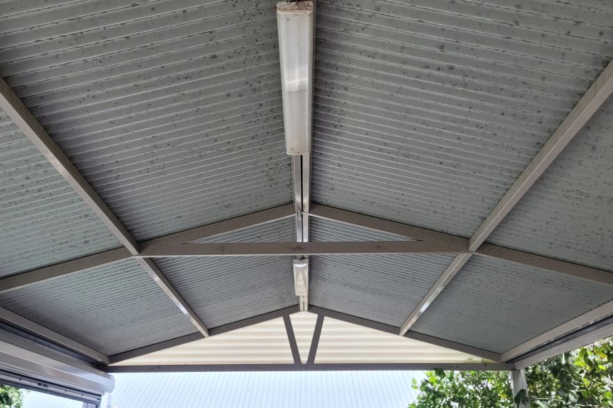 Before and after cleaning · Underside of patio: before