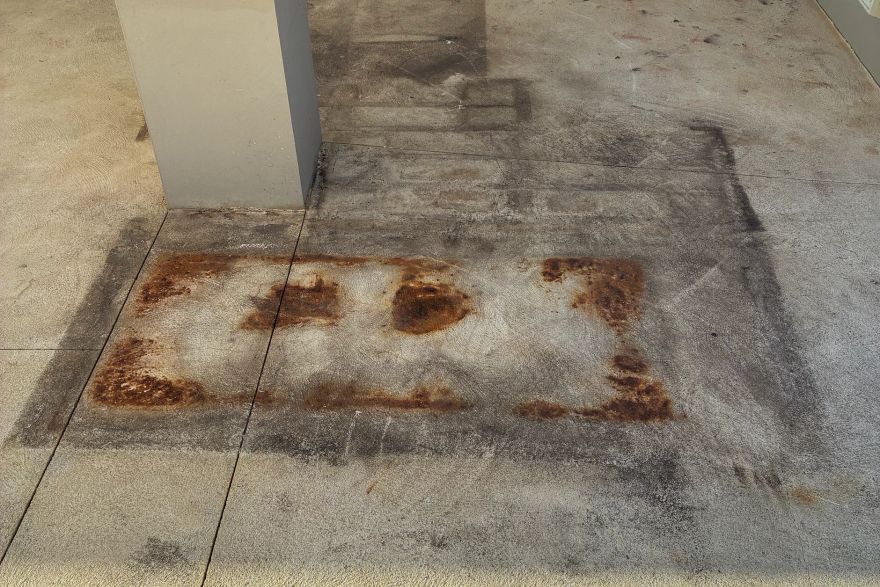 Before and after rust / bore stains on liquid limestone: before