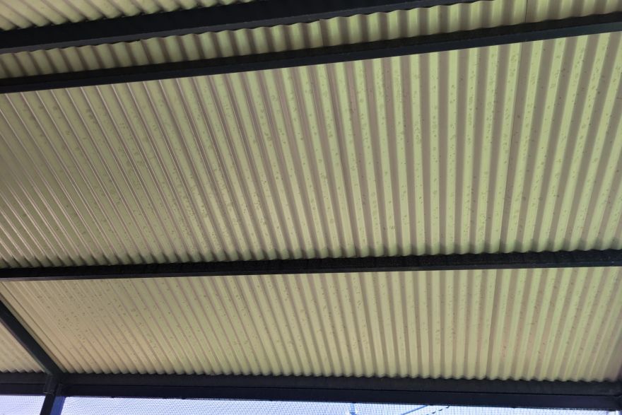 Before and after cleaning · Underside of patio: before