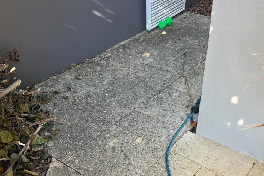 Before and after cleaning on natural stone · Path: before