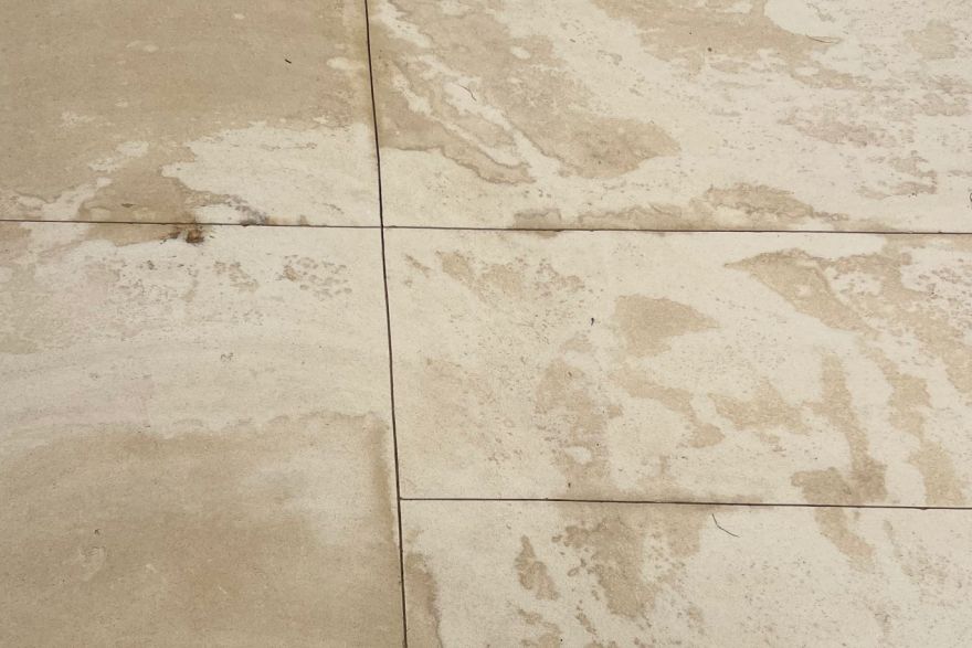 Before and after cleaning on liquid limestone: after