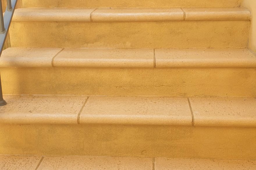 Before and after cleaning on limestone block: after