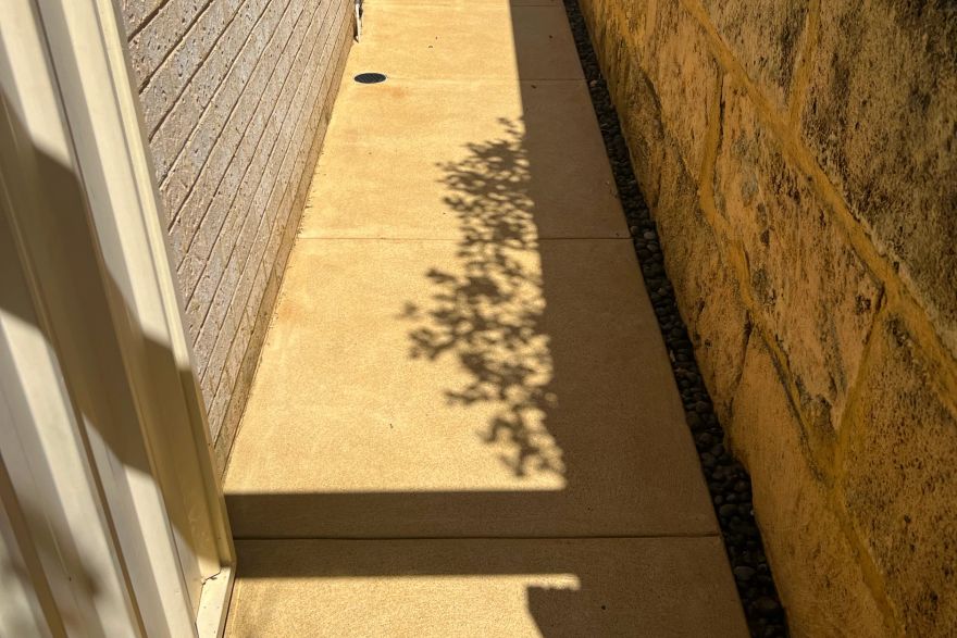 Before and after cleaning on concrete slab: after