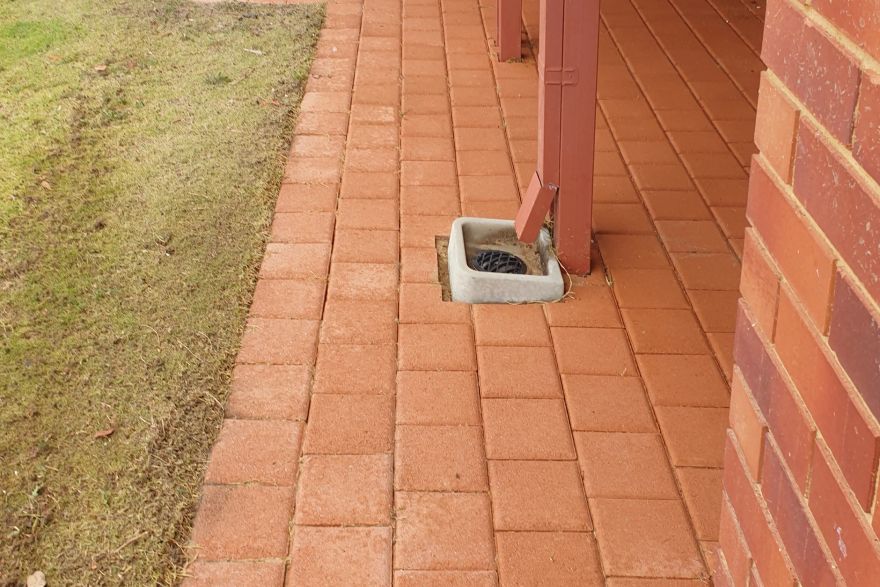 Before and after cleaning on brick pavers: after