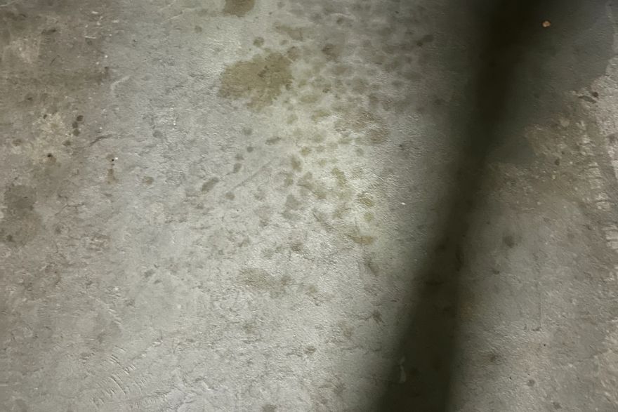 Before and after oil stains on concrete slab · Garage floor: after